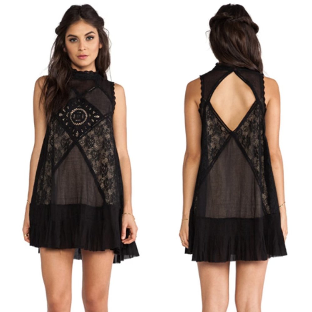 Free People Angel Lace Dress in Black Size XS
